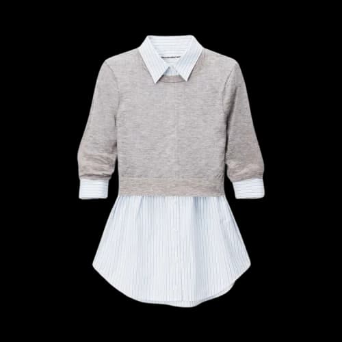 Alexander Wang Sheer Crewneck Button Up 'Heather Grey'