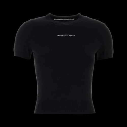 Alexander Wang Crewneck Hotfix Logo Short-Sleeve 'Black'