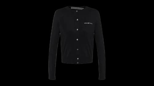 Alexander Wang Women's Hotfix Logo Long Sleeve Crewneck Cardigan Black