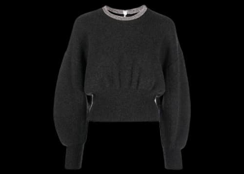 Alexander Wang Women's Crystal Trim Pullover Charcoal