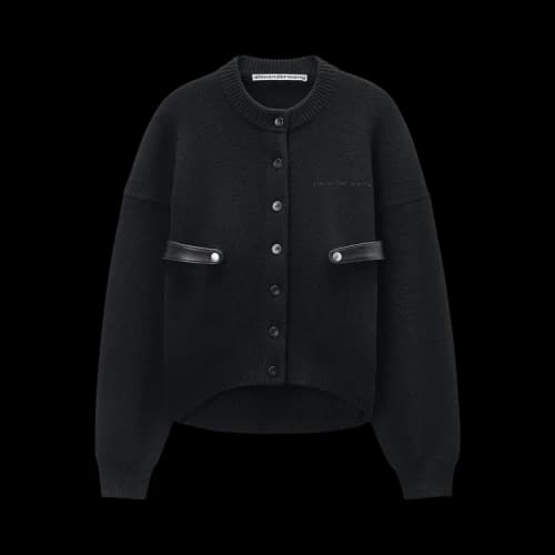 Alexander Wang Long-Sleeve Detachable Leather Tabs Cardigan 'Black'