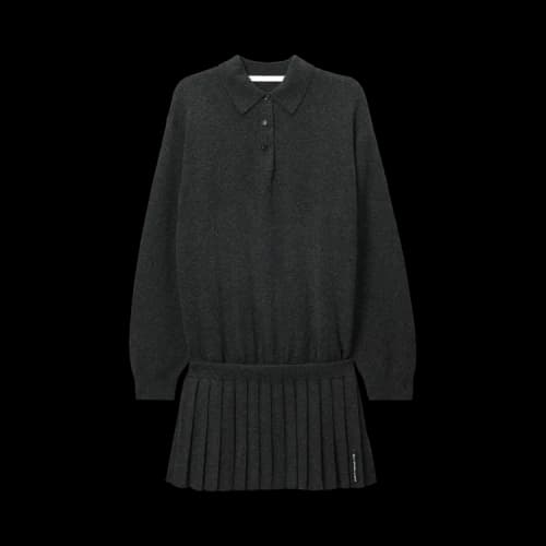 Alexander Wang Heatpressed Skirt Long-Sleeve Polo Dress 'Graphite'