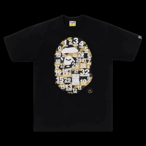 BAPE A Bathing Ape 32nd Anniversary 1st Camo Big Ape Head Tee 'Black/Yellow'