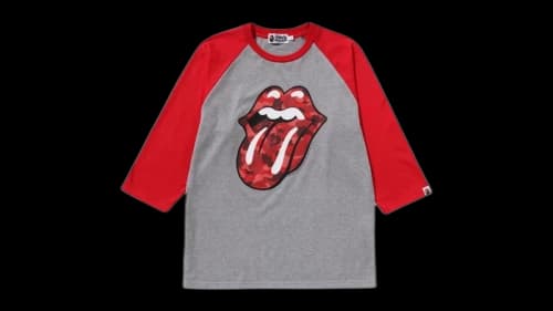 BAPE Rolling Stones 3/4 Sleeve Tee Red