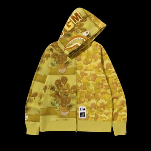 BAPE x Van Gogh Museum Shark Full Zip Hoodie 'Yellow'