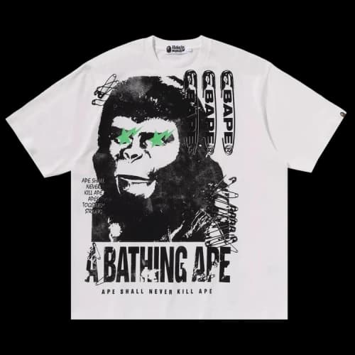 BAPE Garment Dye Multi Logo Relaxed Fit Tee 'White'