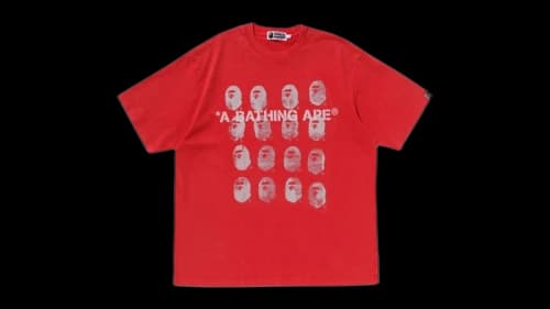BAPE Garment Dye Logo Relaxed Fit Tee Red