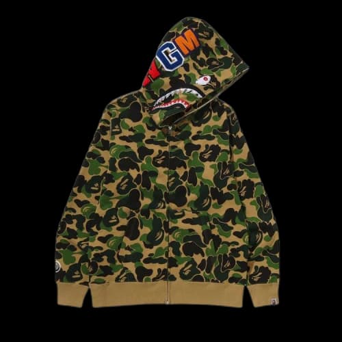 BAPE ABC Camo Crystal Stone Shark Full Zip Hoodie 'Green'