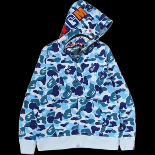 BAPE ABC Camo Crystal Stone Shark Full Zip Hoodie Blue