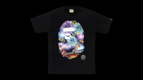 BAPE Firework Ape Head Photo Tee Black