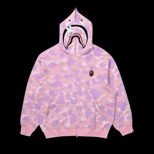 BAPE x Stray Kids Lee Know Shark Full Zip Hoodie 'Pink'