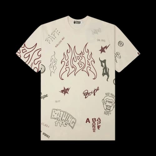 BAPE Overall Print Relaxed Fit Tee 'Ivory'