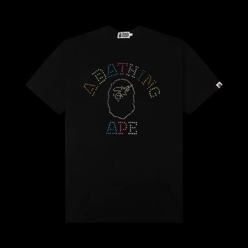 BAPE Rhinestone College Relaxed Fit Tee 'Black'