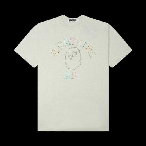 BAPE Rhinestone College Relaxed Fit Tee 'Grey'