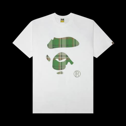 BAPE Check Ape Face Tee 'White/Green'