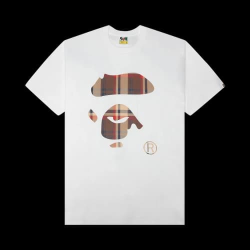 BAPE Check Ape Face Tee 'White/Red'