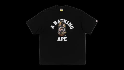 BAPE 1st Camo Shark Seijin College Relaxed Fit Tee Black