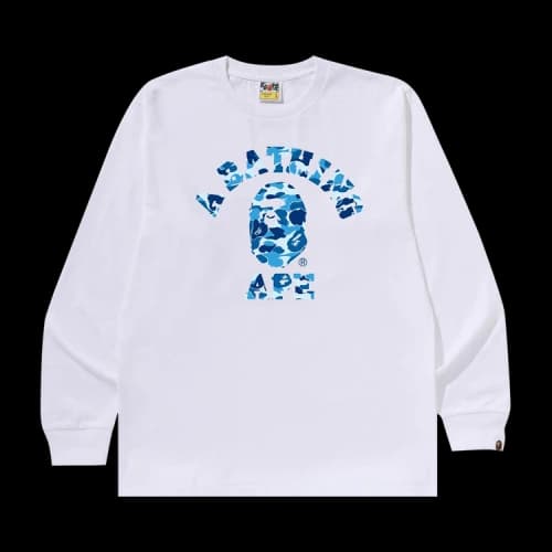 BAPE ABC Camo College Long-Sleeve Tee 'White/Blue'