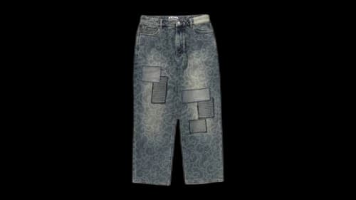 BAPE Cloud Camo Jacquard Upcycled Relaxed Fit 13 oz Denim Pants Indigo