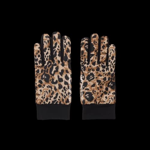 BAPE Wild Leopard Pattern Gloves 'Beige'