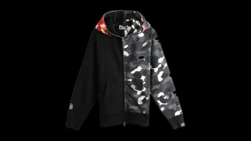 BAPE City Camo Tiger Shark Full Zip Hoodie (SS26) Black
