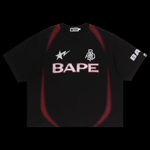 BAPE Heavy Wash Hand Draw Multi Logo Relaxed Fit Tee 'Black'