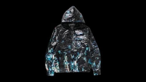 BAPE Overall Print Crease Hooded Jacket Black