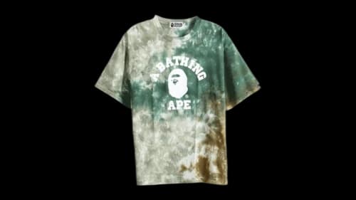 BAPE Tie Dye College Relaxed Fit Tee Olived