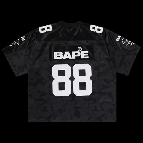 BAPE Solid Camo Multi Logo Relaxed Fit Football Jersey Tee 'Black'