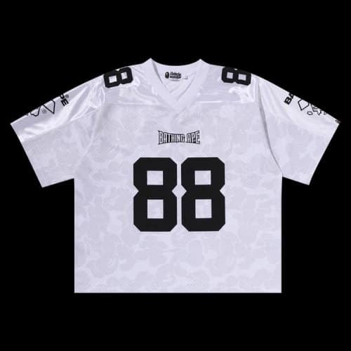 BAPE Solid Camo Multi Logo Relaxed Fit Football Jersey Tee 'White'