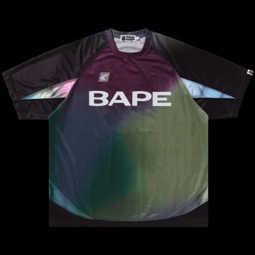 BAPE Tie Dye Sta Stripe Pattern Relaxed Fit Football Jersey Tee 'Black'