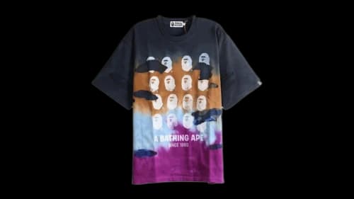 BAPE Color Camo Tie Dye Destroyed Multi Logo Relaxed Fit Tee Black