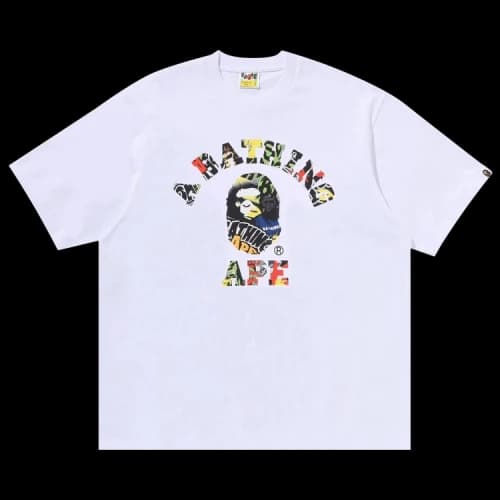 BAPE A Bathing Ape Multi Logo College Relaxed Fit T-Shirt 'White'