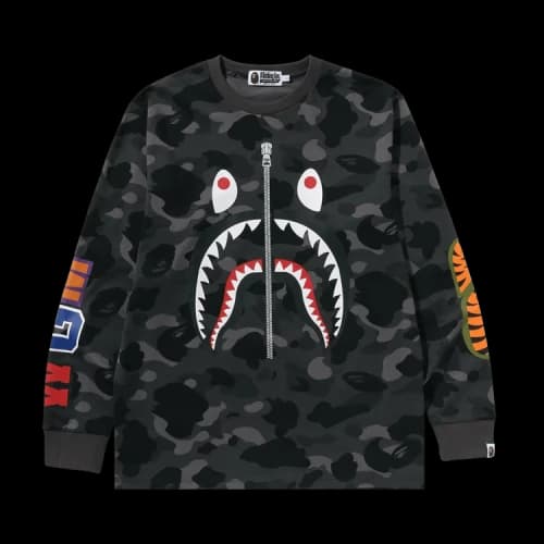BAPE Color Camo Shark Long-Sleeve Tee 'Black'