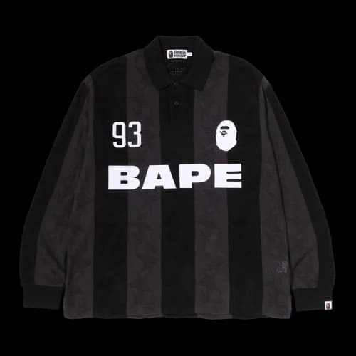BAPE Stripe Pattern Jacquard Multi Logo Relaxed Fit Long-Sleeve Tee 'Black'