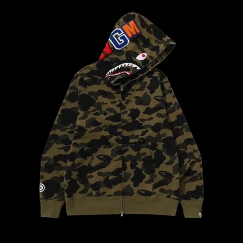 BAPE Camo Shark Full Zip Hoodie 'Green'