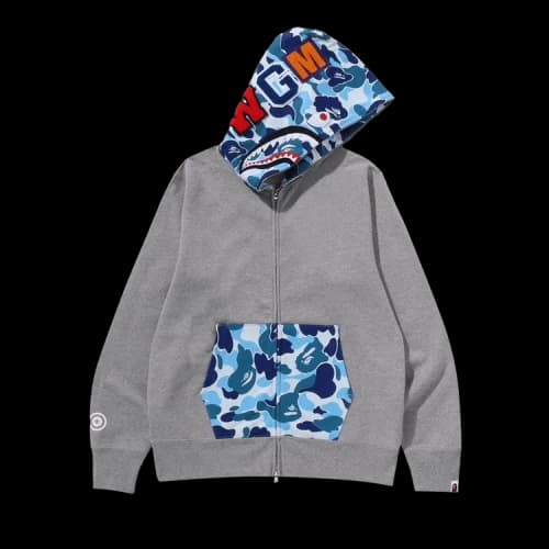 BAPE Camo Shark Full Zip Hoodie 'Grey'