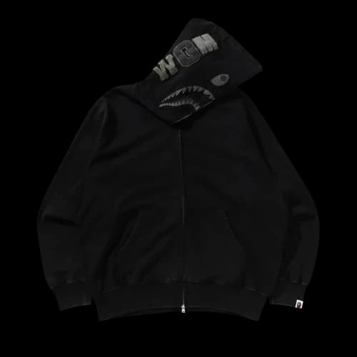BAPE Garment Dye Shark Relaxed Fit Full Zip Hoodie 'Black'