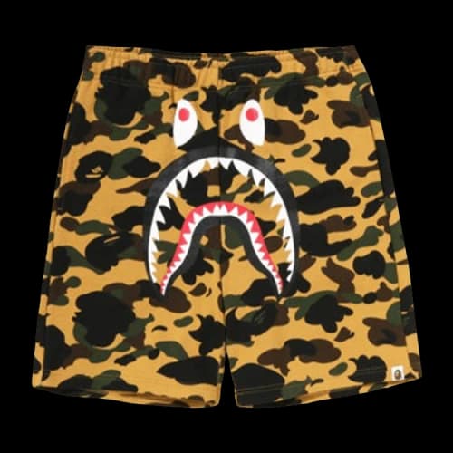 BAPE Camo Shark Sweat Shorts 'Yellow'