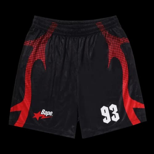BAPE Flame Monogram Jacquard Relaxed Fit Football Shorts 'Black'