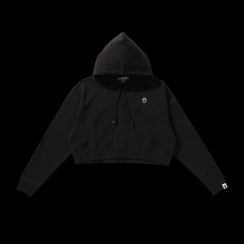 BAPE Ape Head One Point Cropped Pullover Hoodie 'Black'