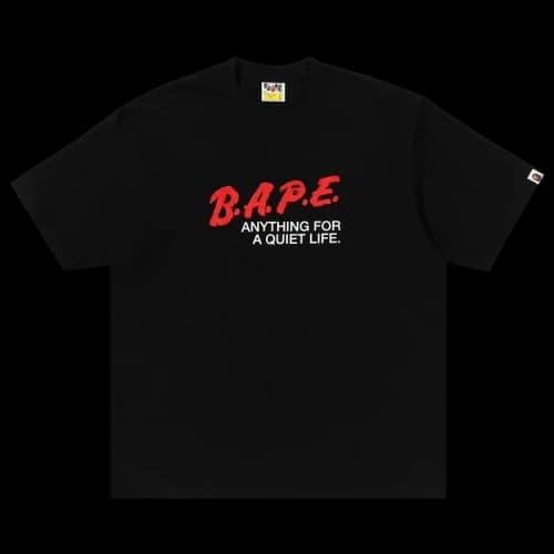 BAPE Motto Logo Relaxed Fit Tee 'Black'