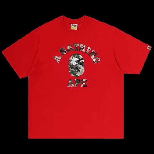 BAPE Hybrid Camo College Relaxed Fit Tee 'Red'
