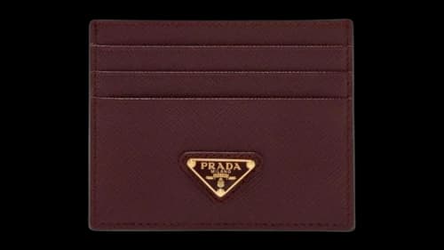 Prada Saffiano Leather Card Holder Burgundy