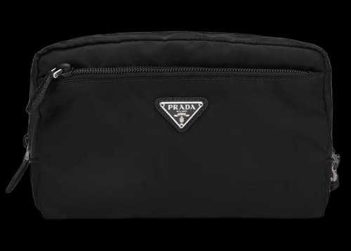 Prada Logo Plaque Clutch Bag Black