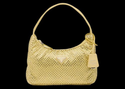Prada Satin Mini-Bag With Artificial Crystals Pineapple Yellow