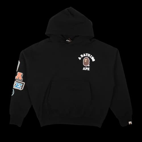 BAPE Multi Fonts Loose Fit Pullover Hoodie 'Black'