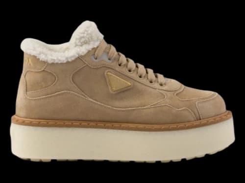 Prada Mid-Top Platform Suede Ecru (Women's)