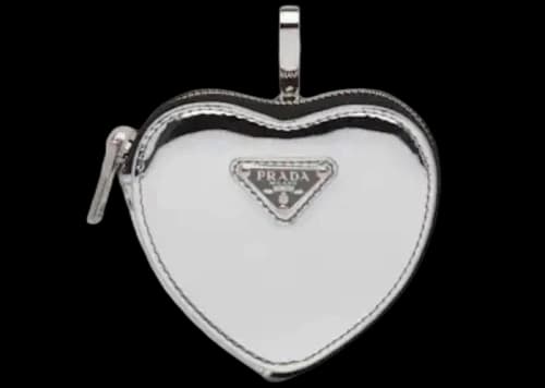 Prada Heart Mini Pouch Silver