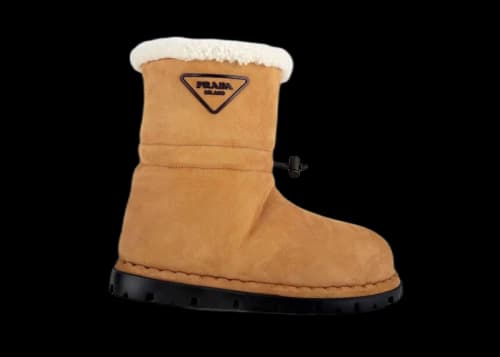 Prada Blow Shearling Boot Brown Leather